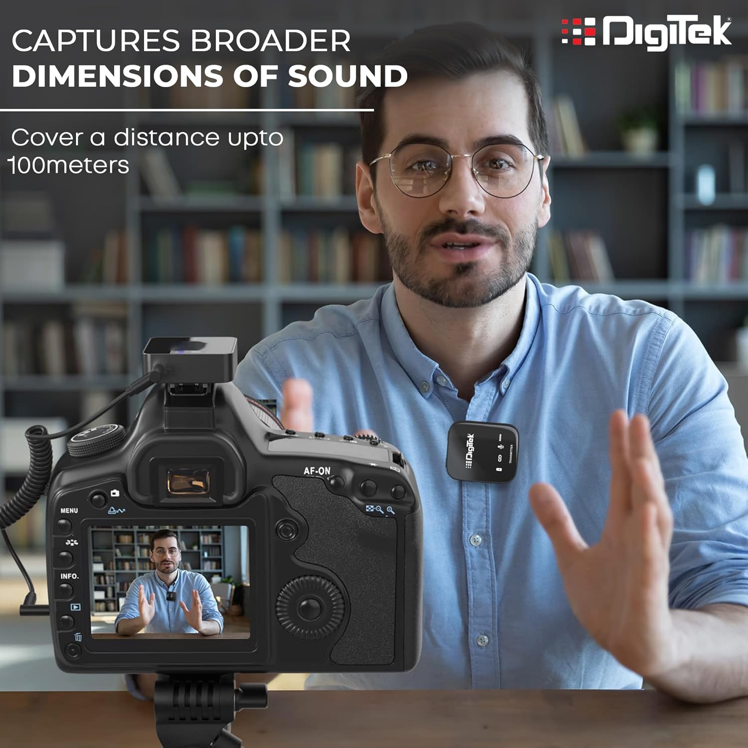 Digitek® (DWM 101 Wireless Microphone System with ANC Noise Reduction, 360° Sound Capture, 100M Range, Upto 12 Hrs Working Time, for DSLR Camera, Android & iOS Smartphones, Seamless Audio Recording Digitek® (DWM 101 Wireless Microphone System with ANC Noise Reduction, 360° Sound Capture, 100M Range, Upto 12 Hrs Working Time, for DSLR Camera, Android & iOS Smartphones, Seamless Audio Recording